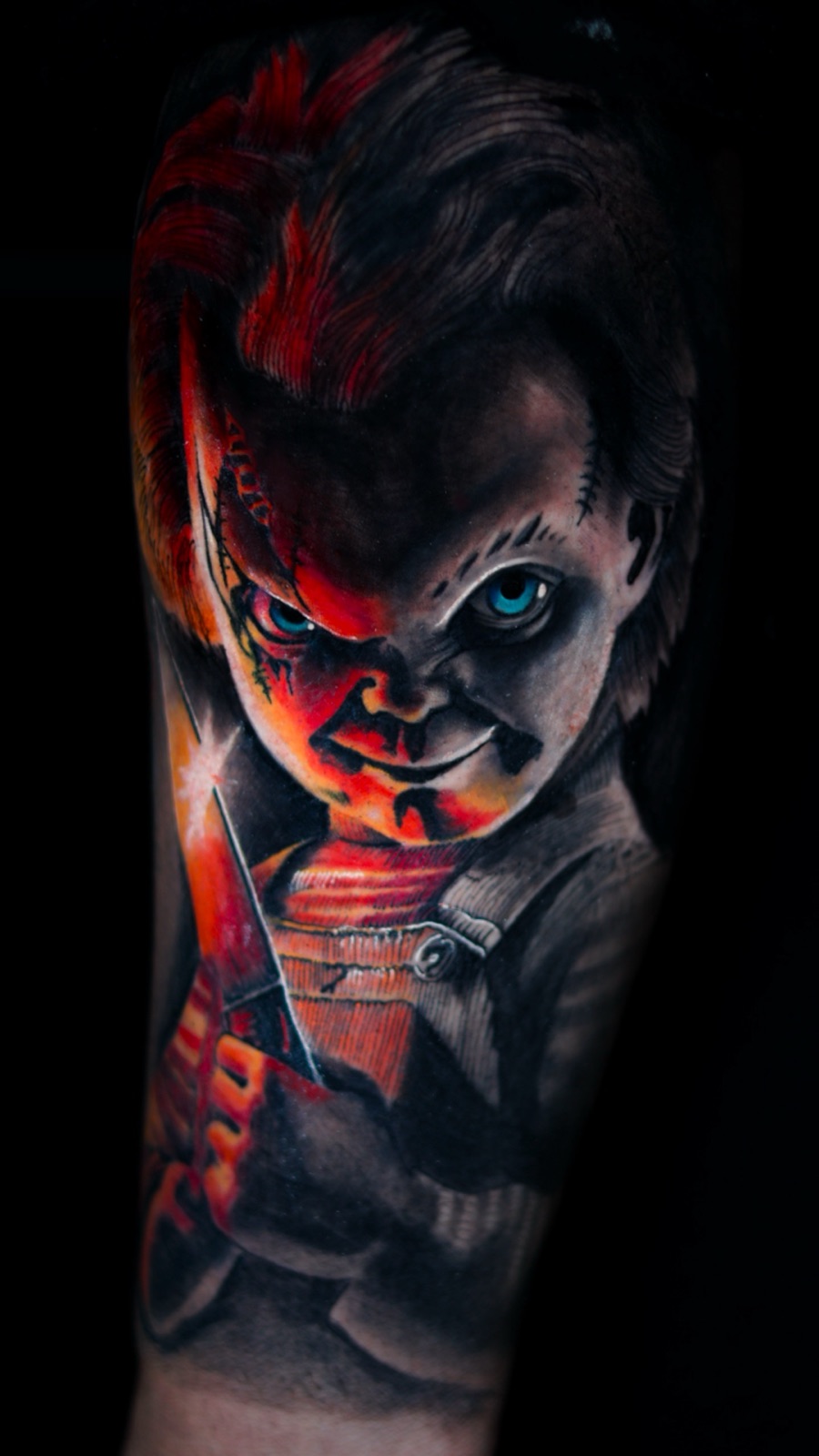 Chucky — wanna play · tattoo by Camo Contreras