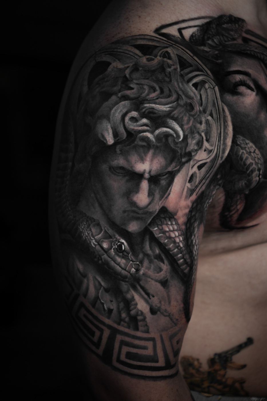 Perseus — he who held the Gorgon · tattoo by Camo Contreras