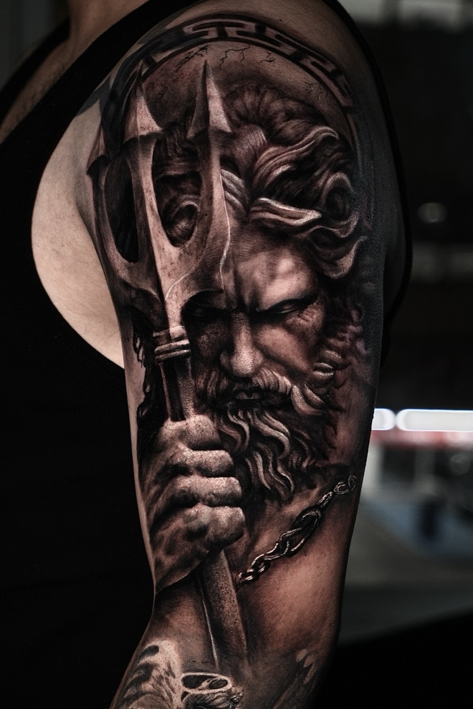 Poseidon — sovereign of the seas · tattoo by Camo Contreras